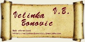Velinka Bonović vizit kartica